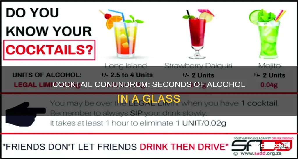 how many second of alcohol in 1 glass of cocktail