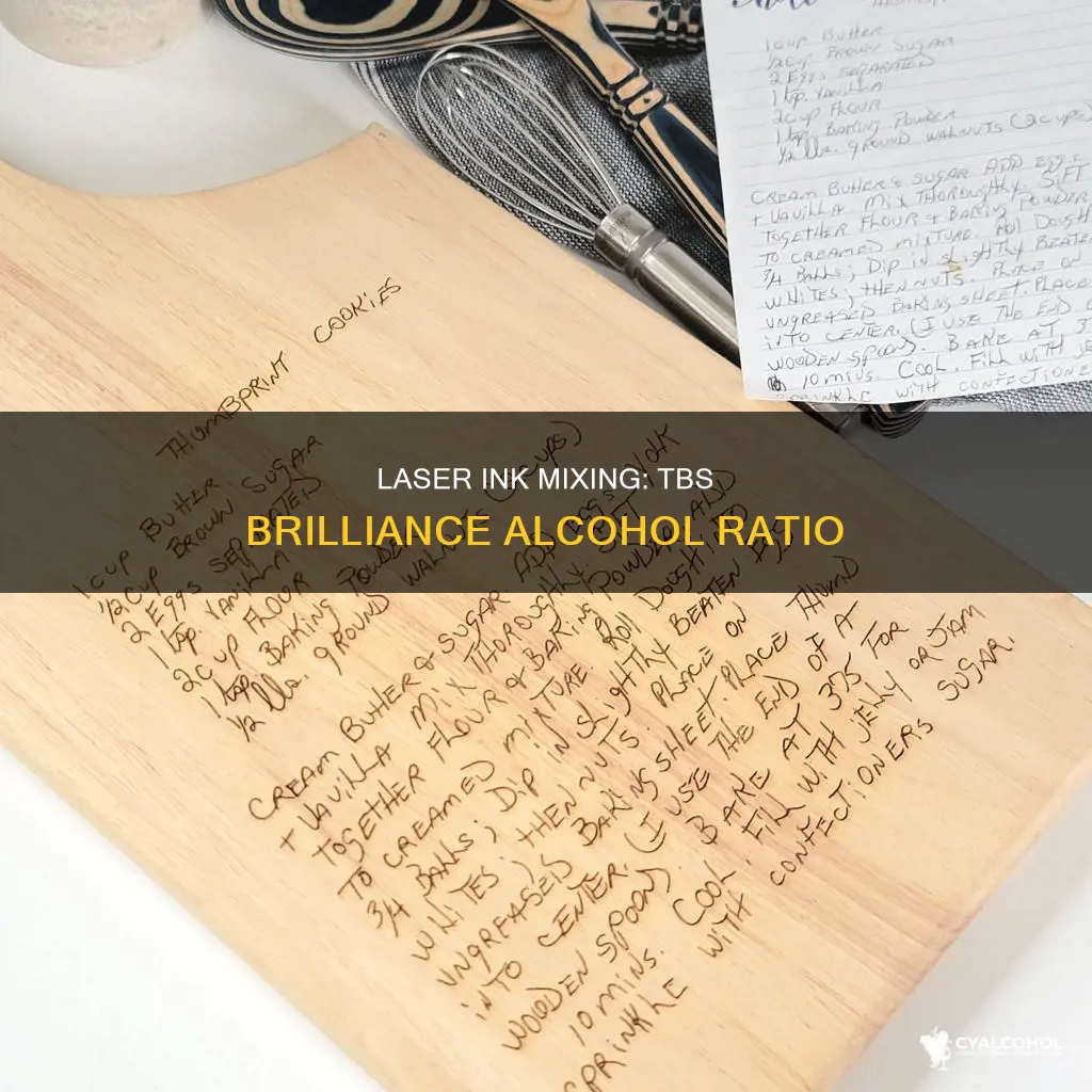 how many tbs brilliance laser inks to alcohol ratio
