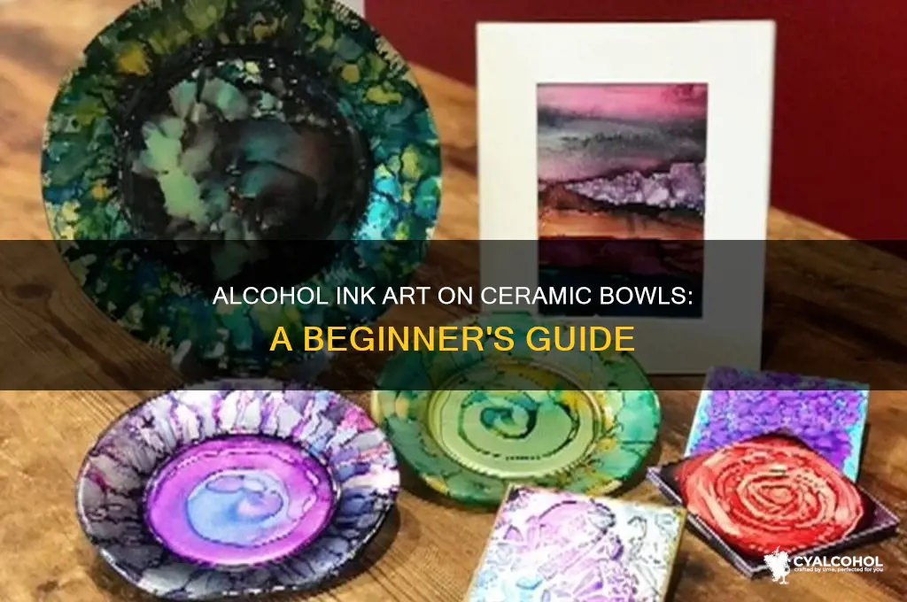 how to apply alcohol ink on ceramic bowl