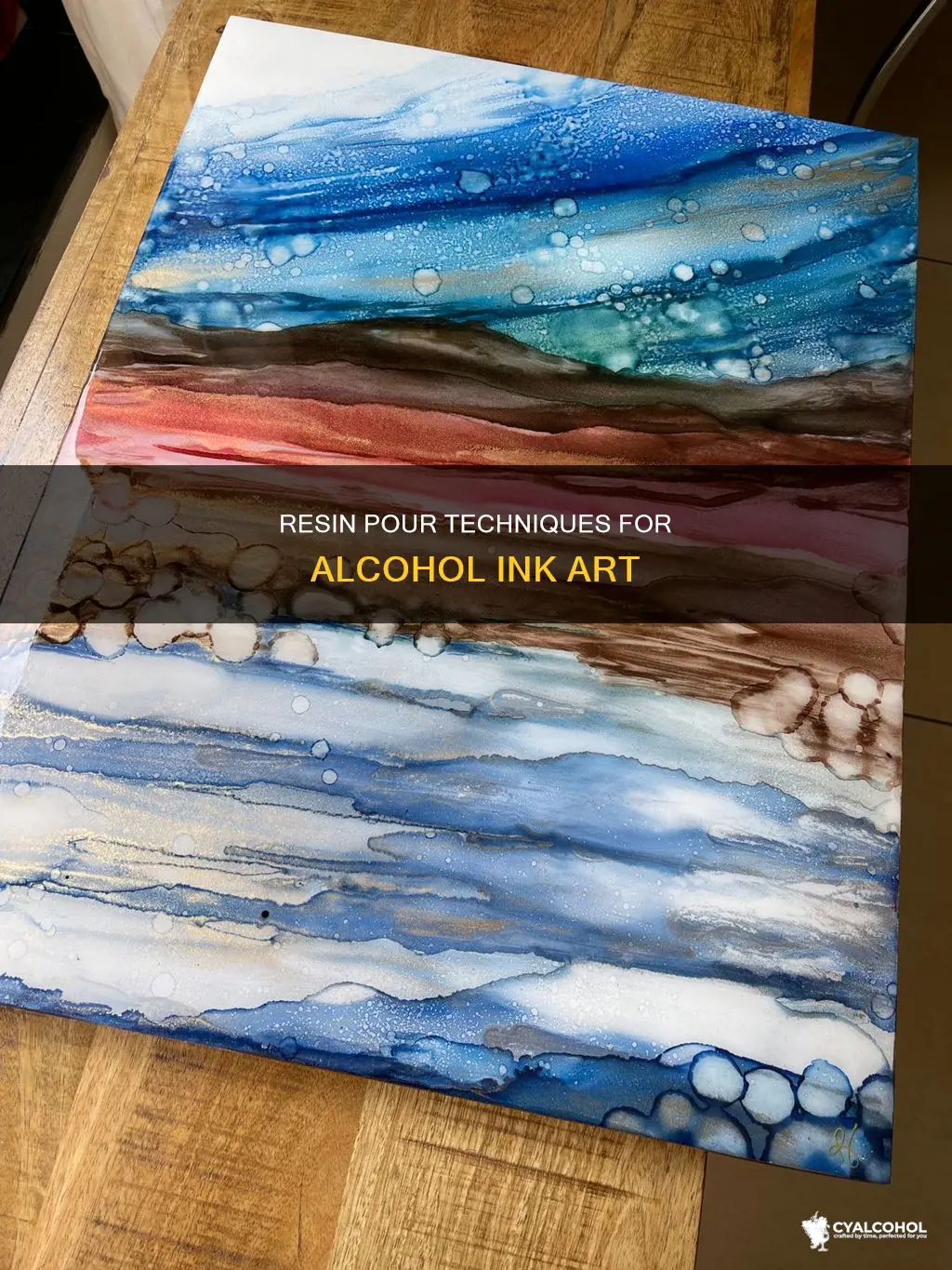 how to apply resin pour to your alcohol inks