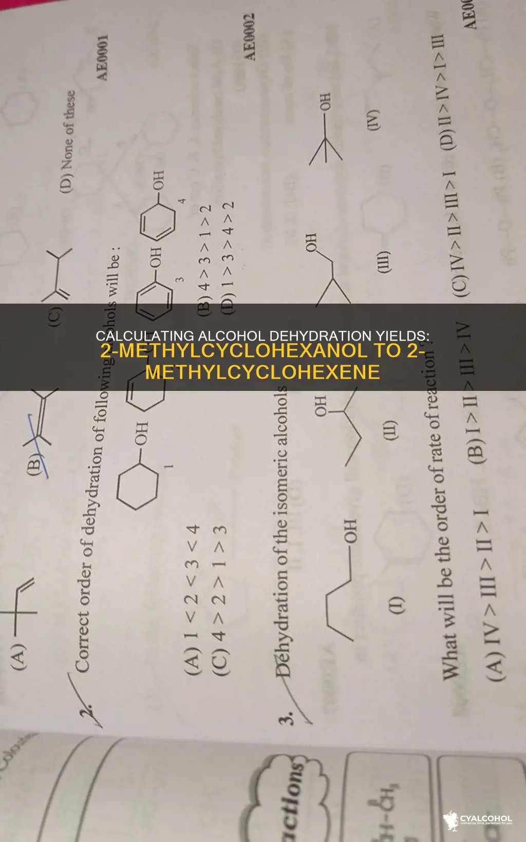 how to calculate theoretical yield alcohol dehydration 2-methylcyclohexanol