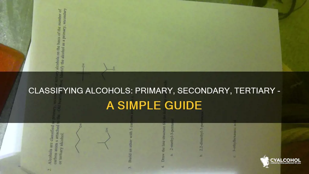 how to classify alcohols as primary secondary or tertiary