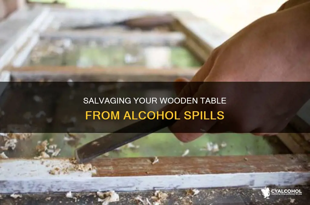 how to fix alcohol spill on wood table