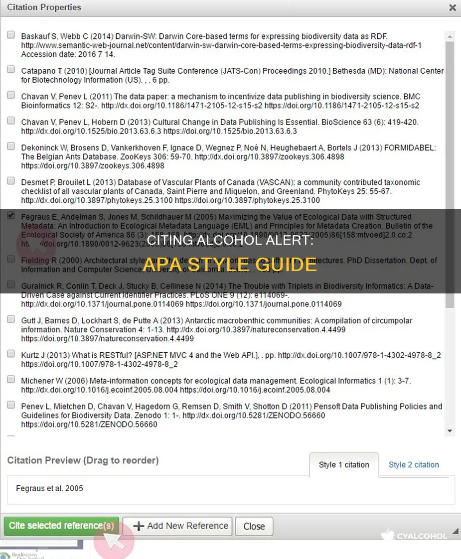 how to in cite text alcohol alert in apa
