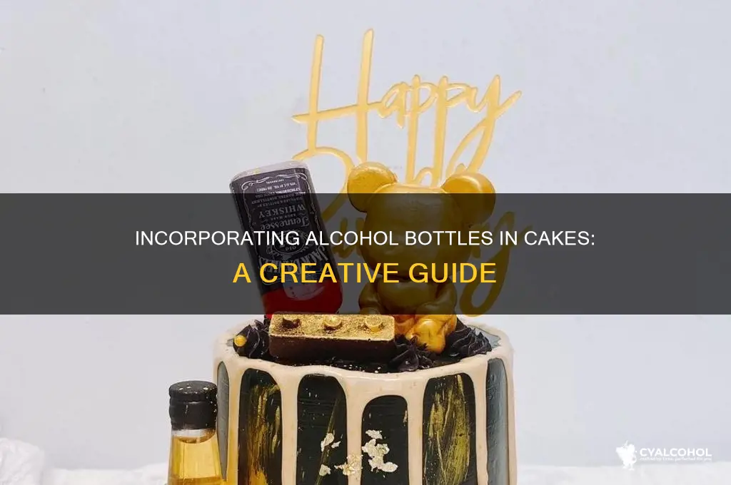 how to put alcohol bottles in a cake