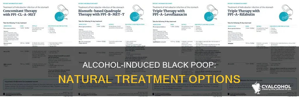 how to treat dark green black poop because of alcohol