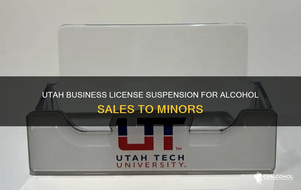 is a business license suspended for alcohol to minors utah