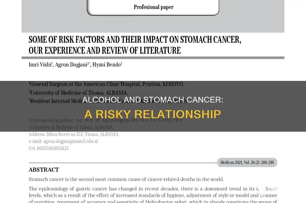 is alcohol a risk factor for stomach cancer