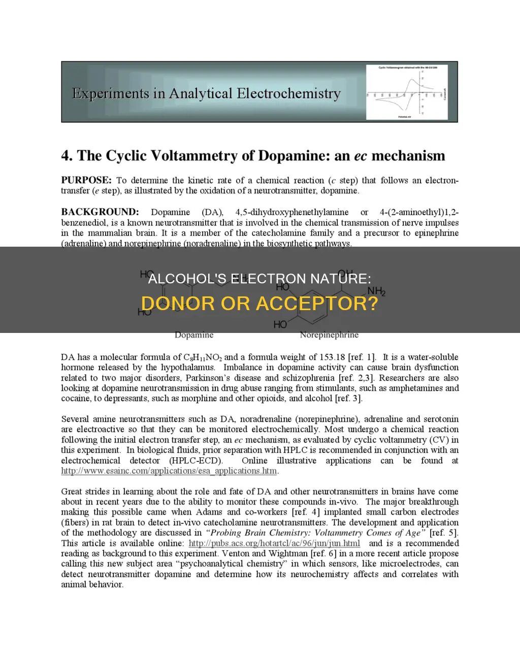 is alcohol an electron accepting group or donating group