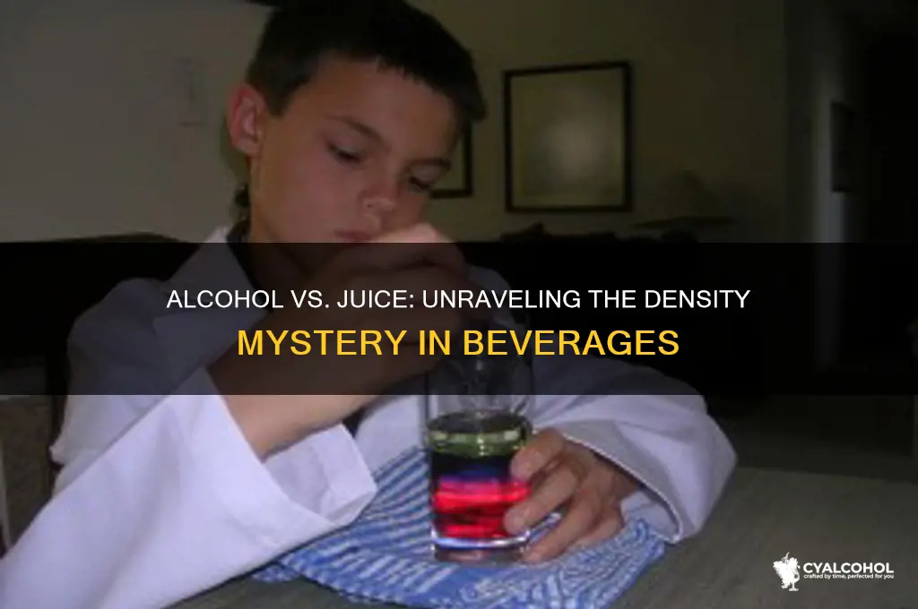 is alcohol more dense than juice