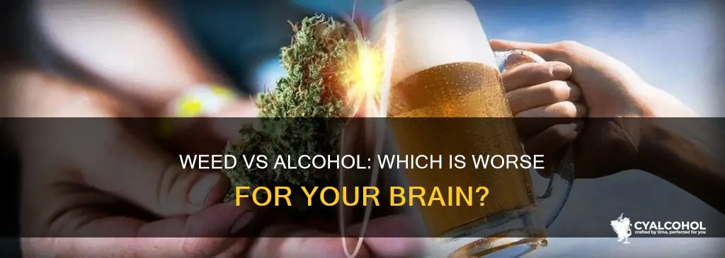 is alcohol or weed more damaging to the brain