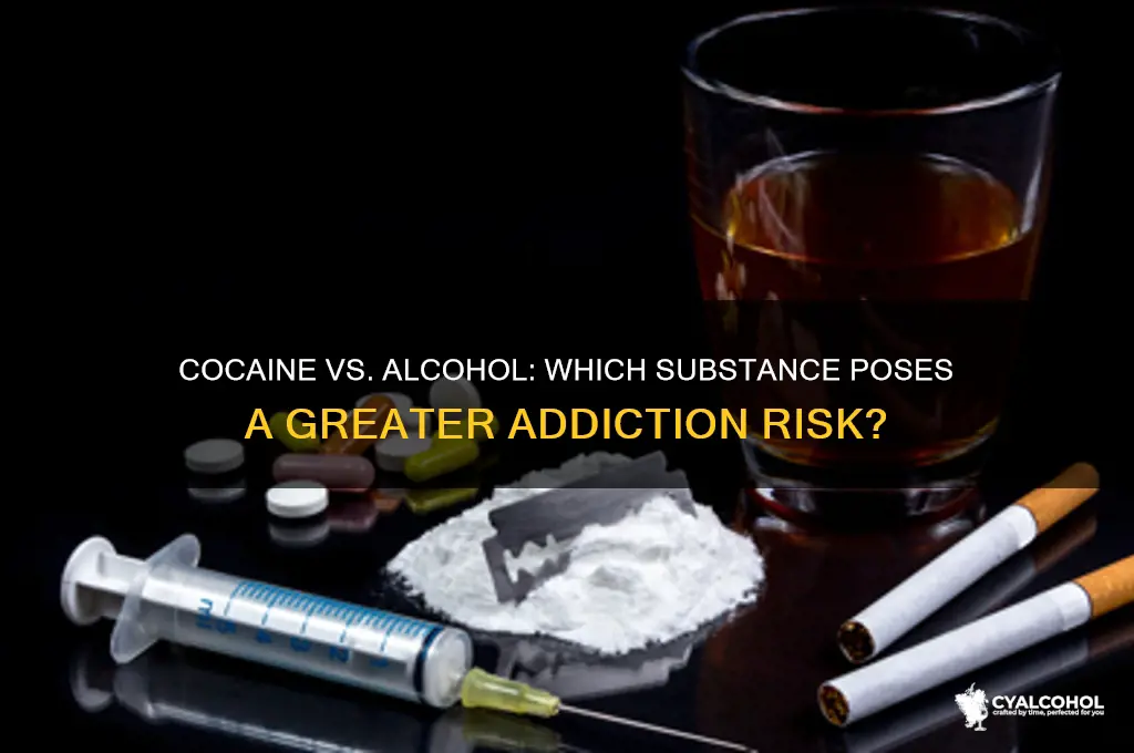 is cocaine more adictive then alcohol