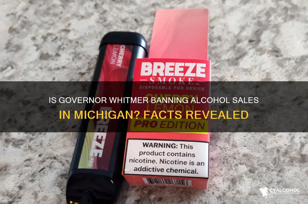 is governor whitmer banning alcohol sales