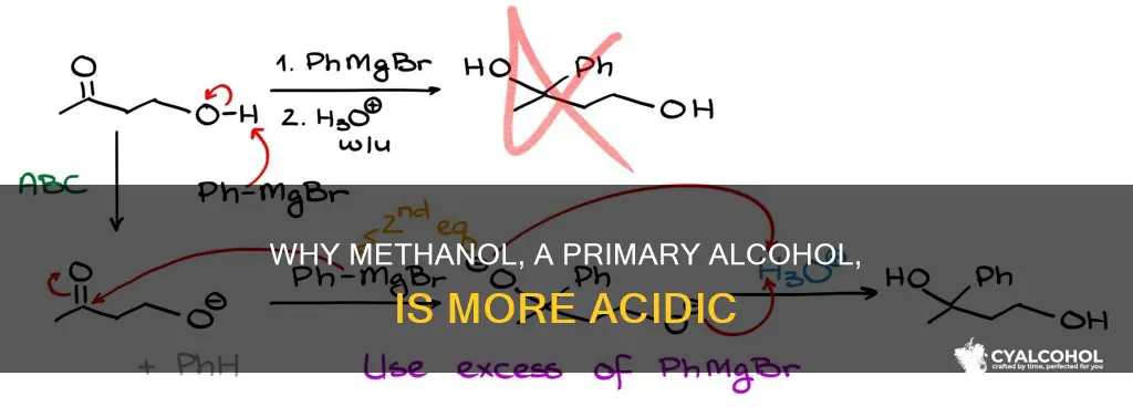 is methanol a primary alcohol more acidic than secondary