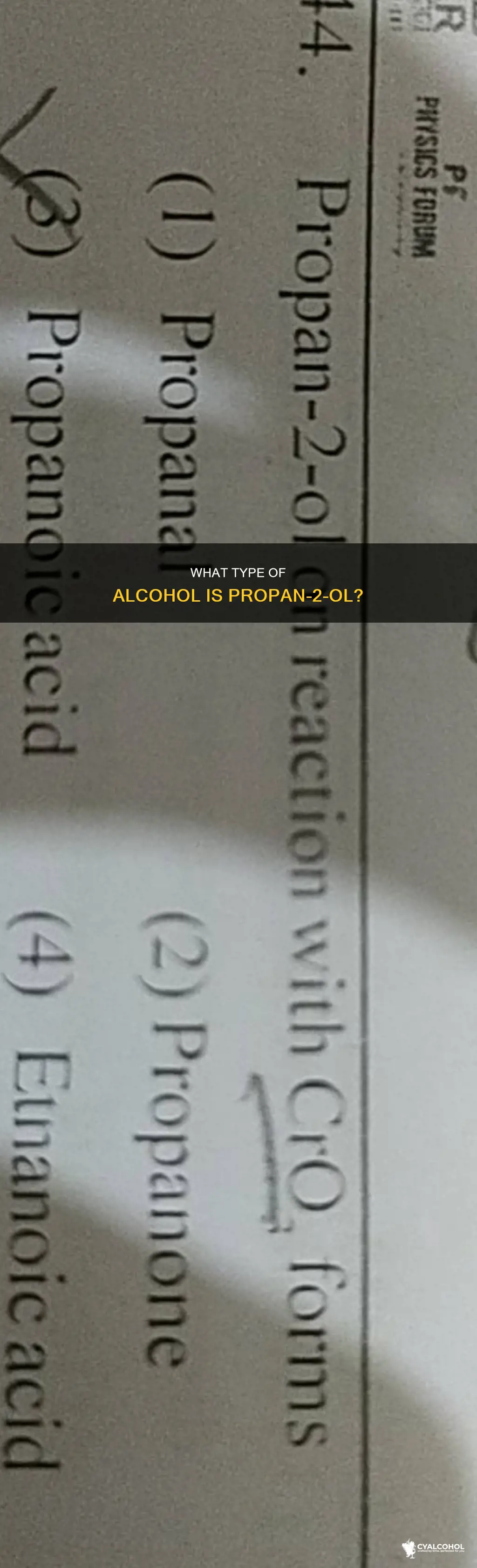 is propan-2-ol a primary secondary or tertiary alcohol