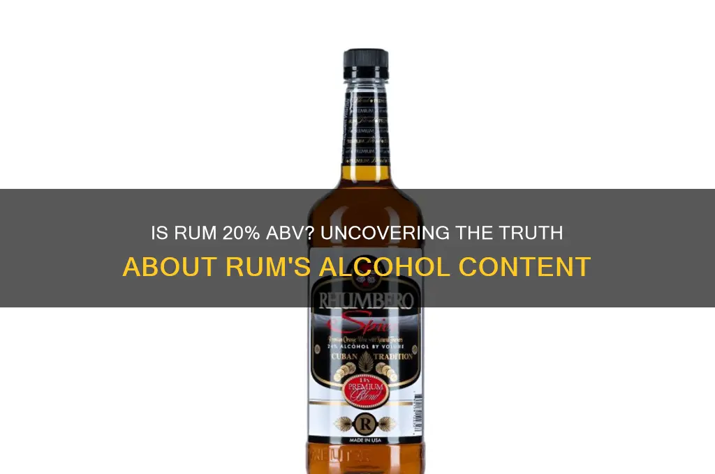 is rum 20 alcohol by volume