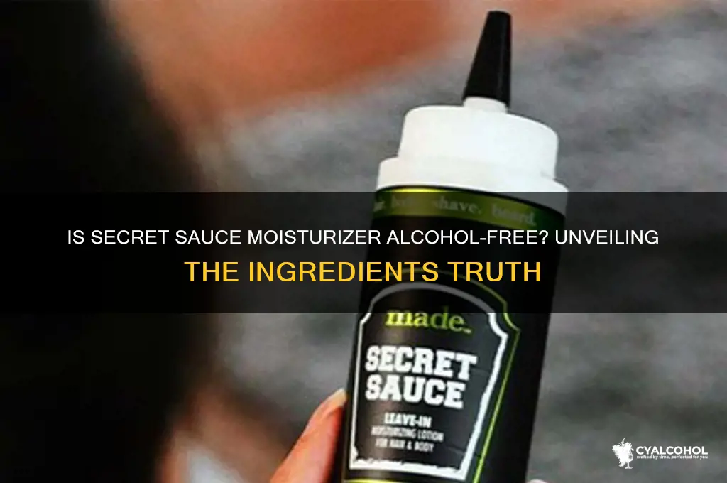 is secret sauce moisturizer alcohol free