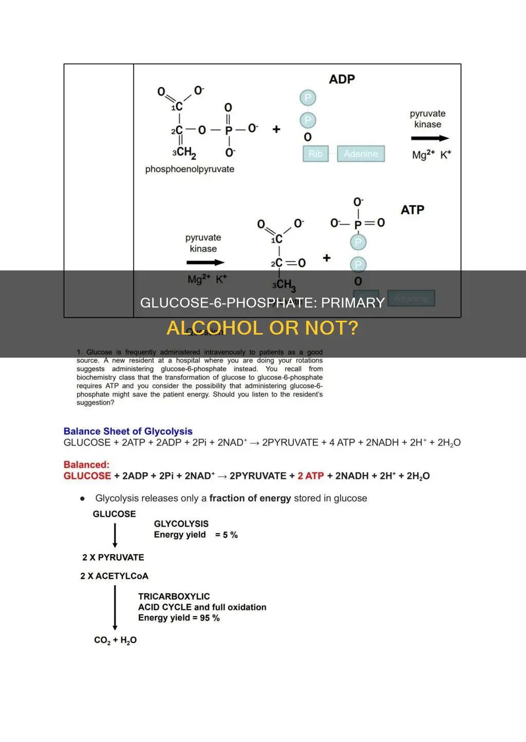 is the c1-oh in glucose-6-phosphate a primary alcohol