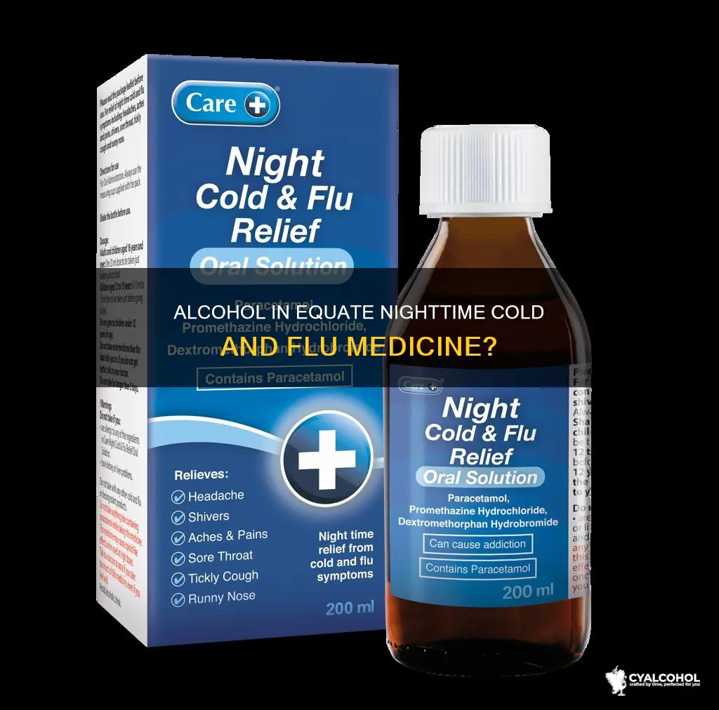 is there alcohol in equate nighttime cold and flu