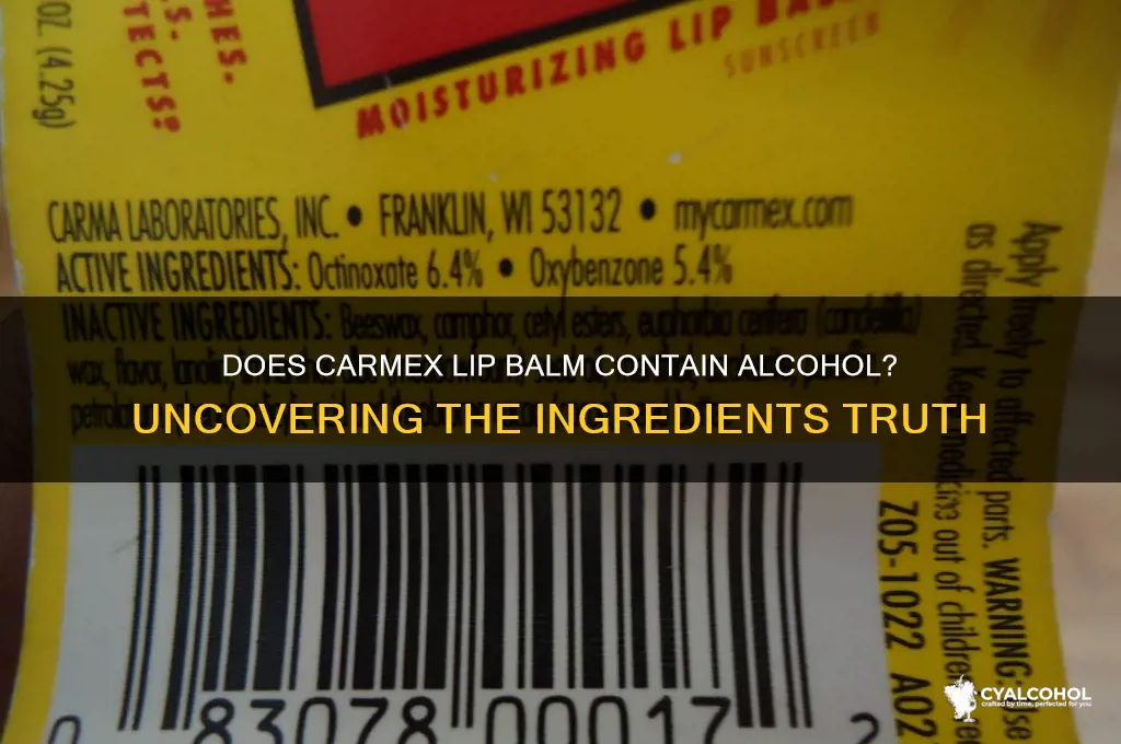 is there any alcohol in carmex lip balm
