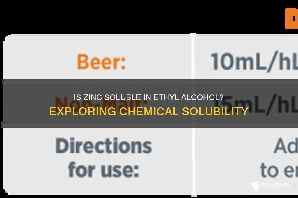 is zinc soluble in ethyl alcohol