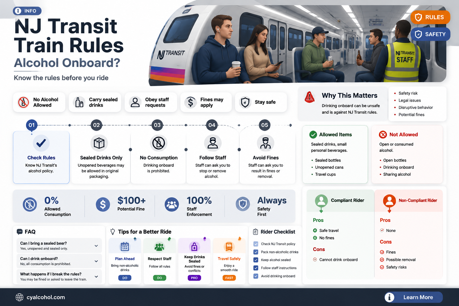 are alcoholic beverage allow on nj transit trains