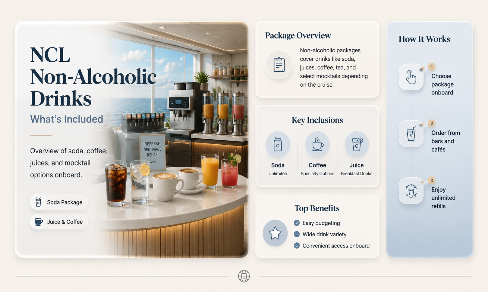 are non alcoholic beverages free on norwegian cruise lines