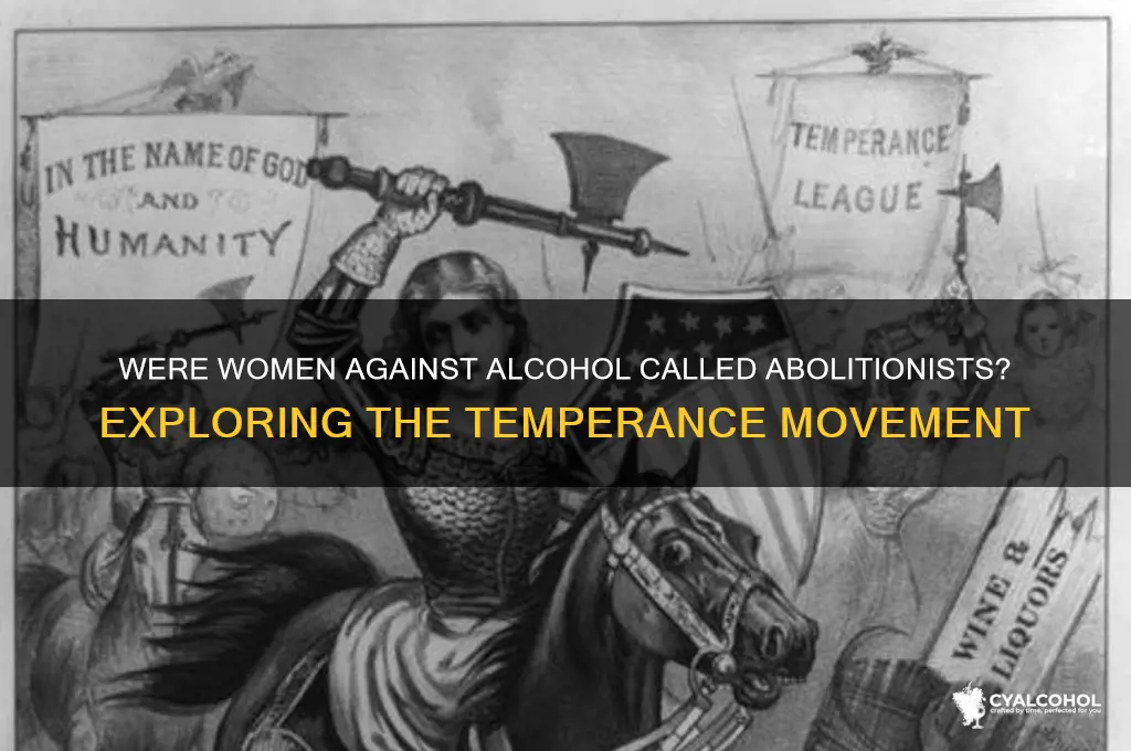 were women against alcohol called abolishonist