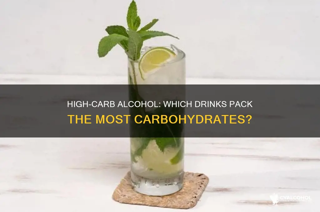 what alcohol has the most carbs