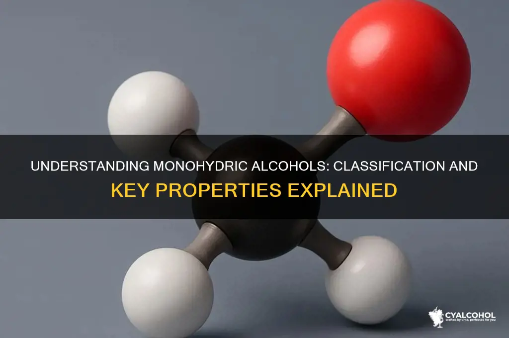 what are monohydric alcohol how are they classified