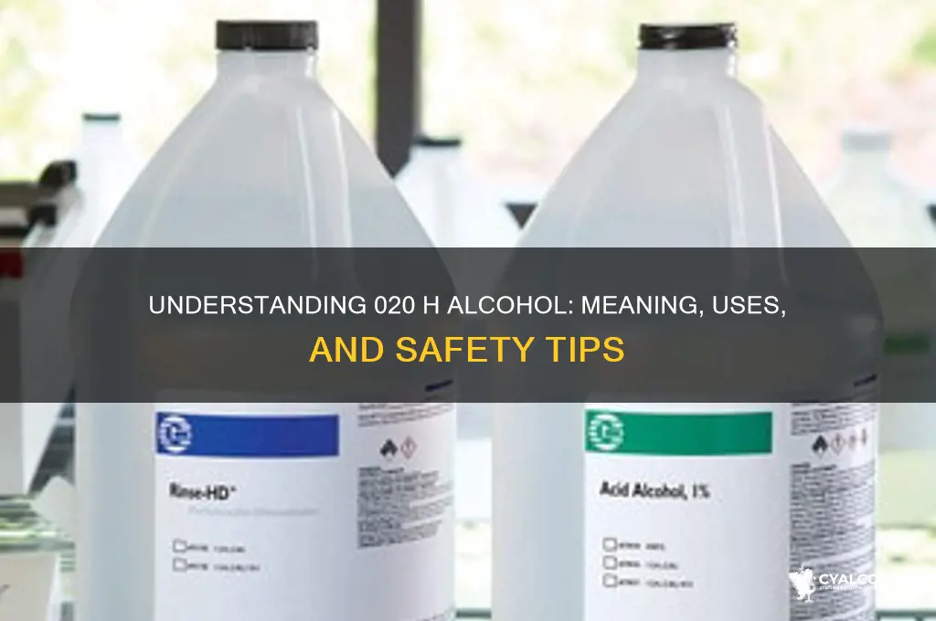 what does 020 h alcohol mean