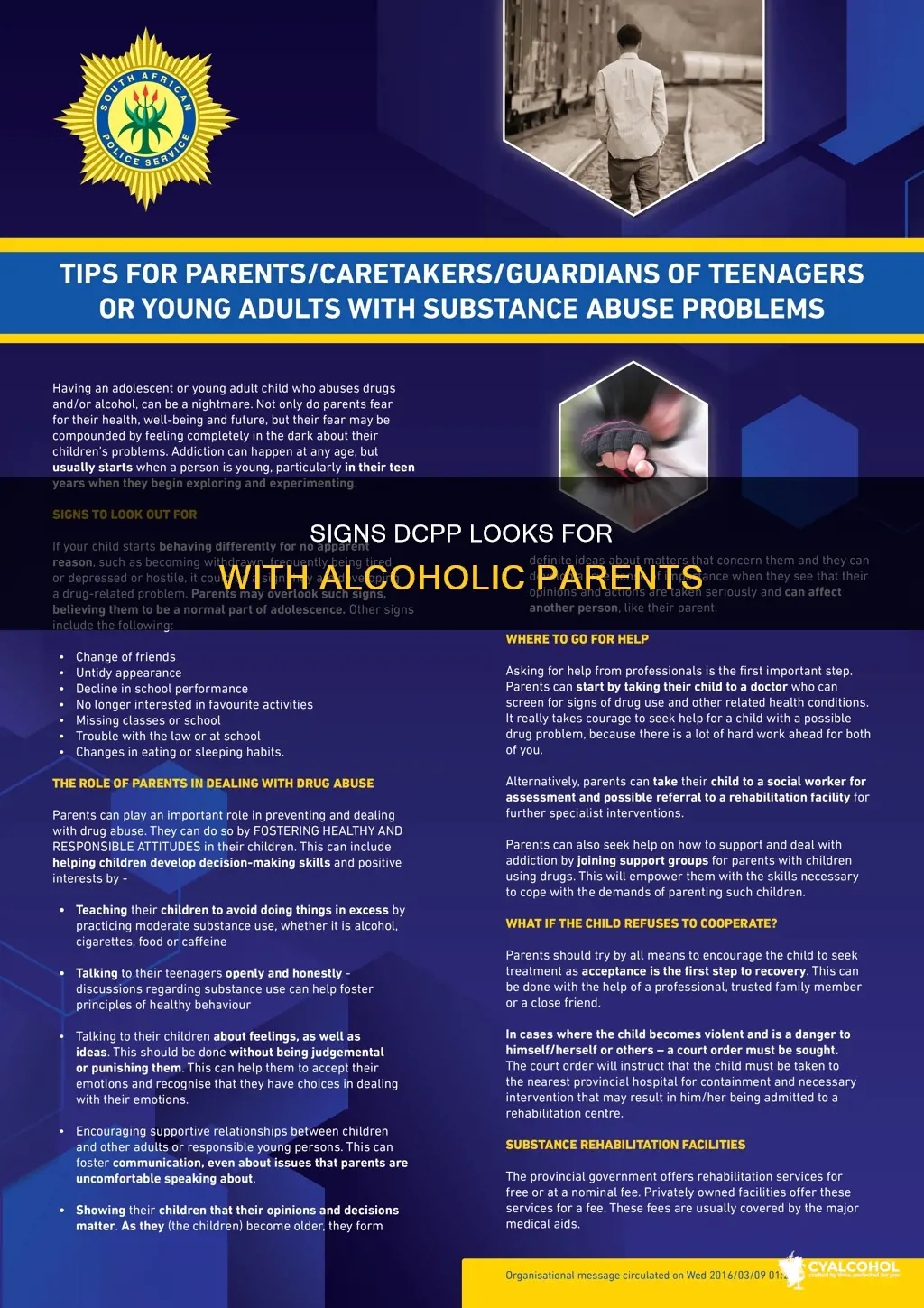 what does dcpp look for if parent is an alcoholic