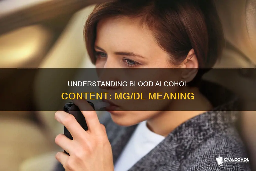 what does mg dl mean when measuring alcohol level