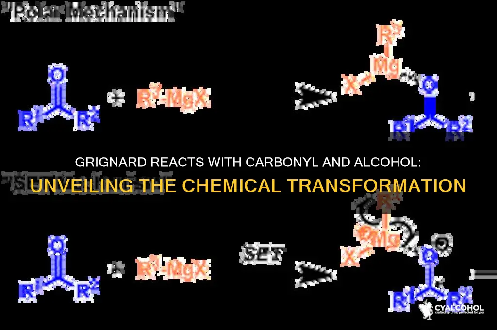what happends to grignard when carbonyl and alcohol