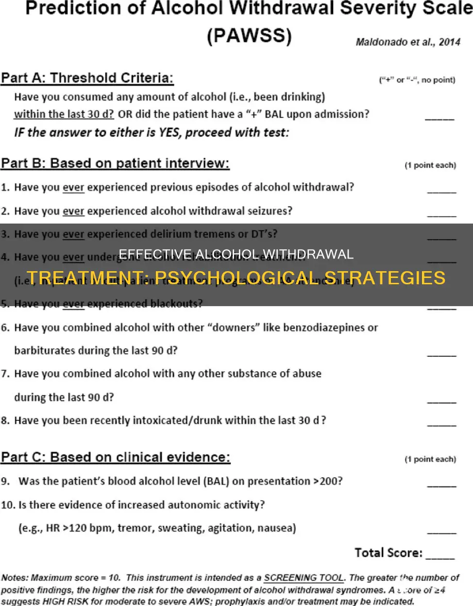 what is the best psychological treatment for alcohol withdrawal