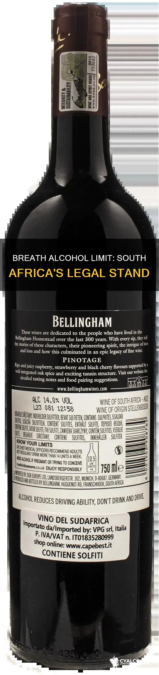 what is the legal breath alcohol limit in south africa
