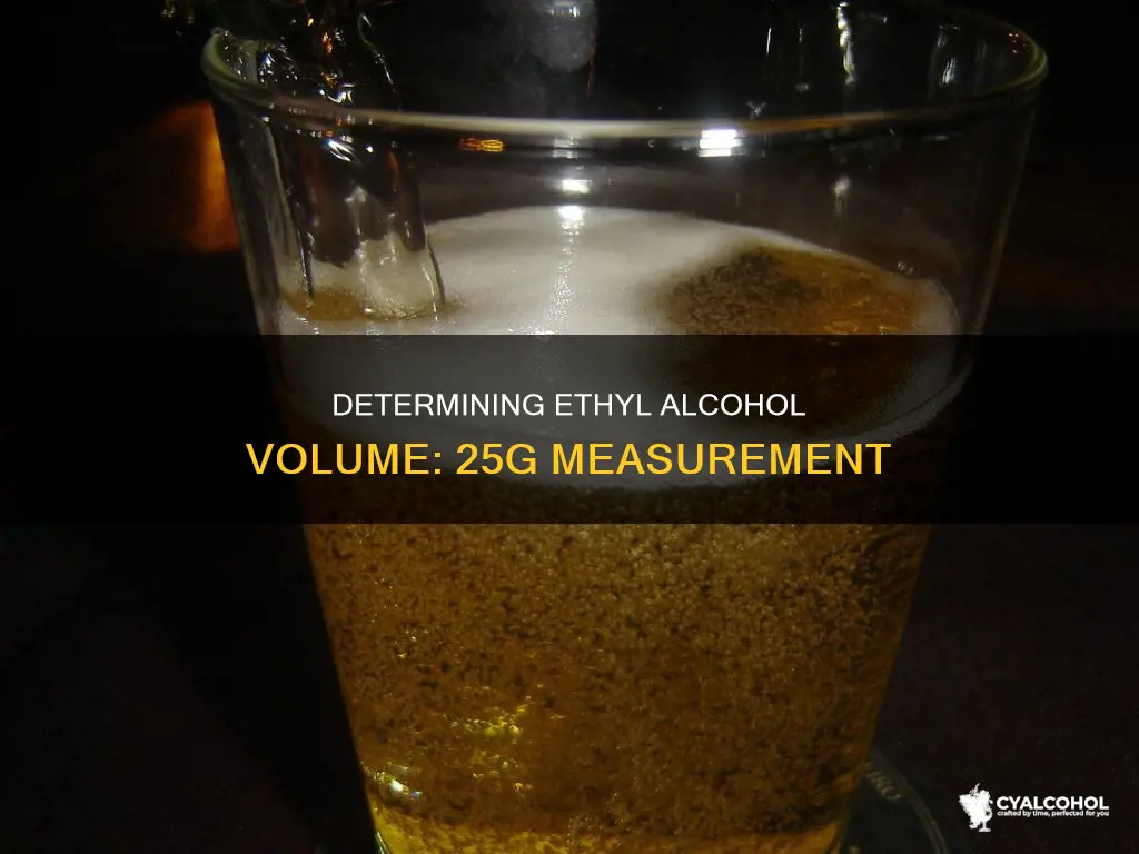 what is the volume of 25g of ethyl alcohol