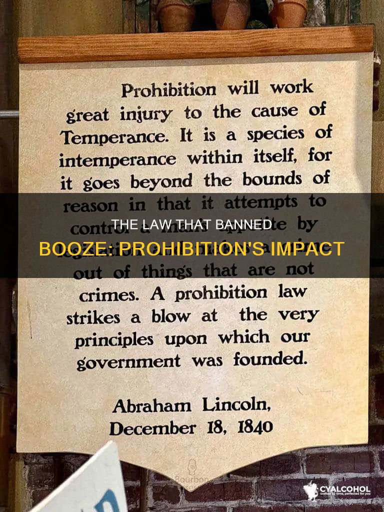what law made the manufacture and sale of alcohol illegal