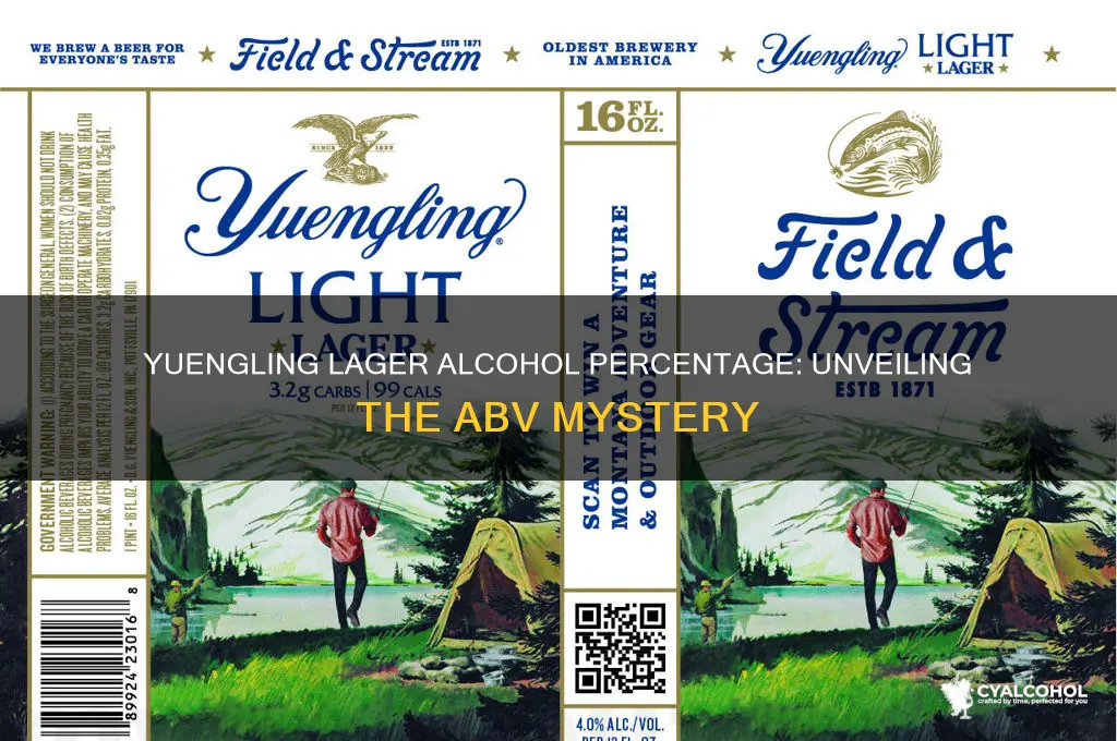 what percent alcohol is yuengling lager