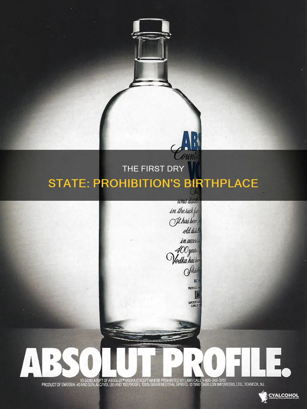 what state first prohibited the manufacture and sale of alcohol