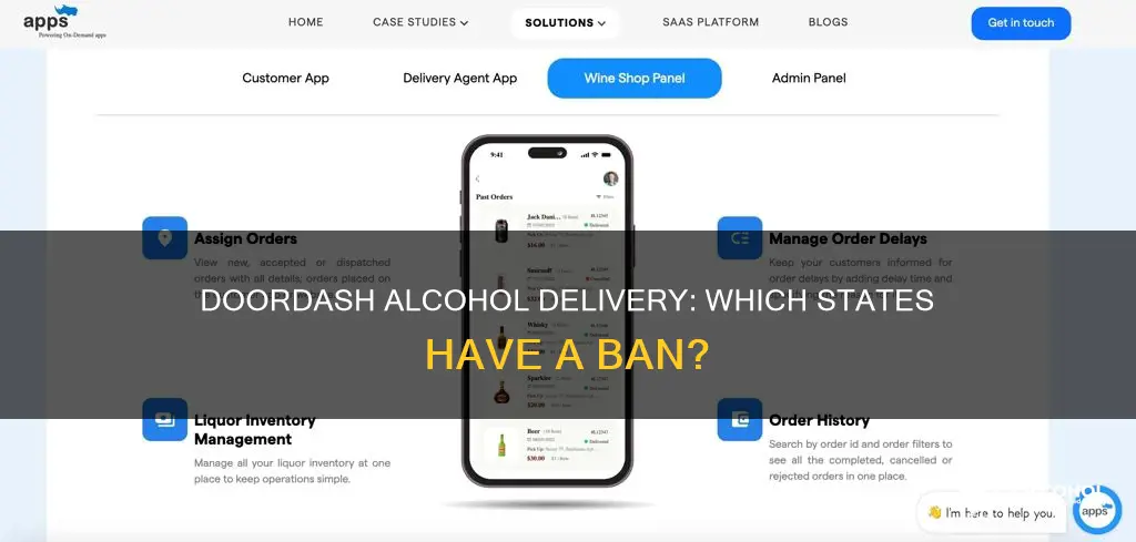 what states don t allow doordash to deliver alcohol