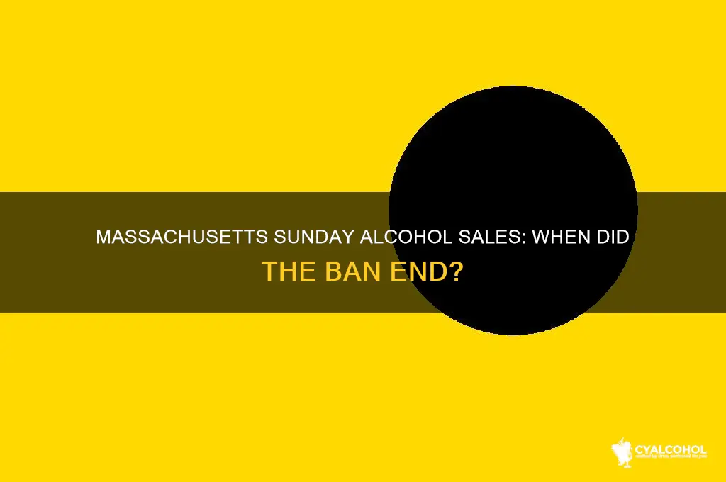 when did massachusetts allow alcohol sales on sunday