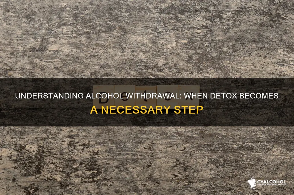 when does someone need detox for alcohol withdrawal