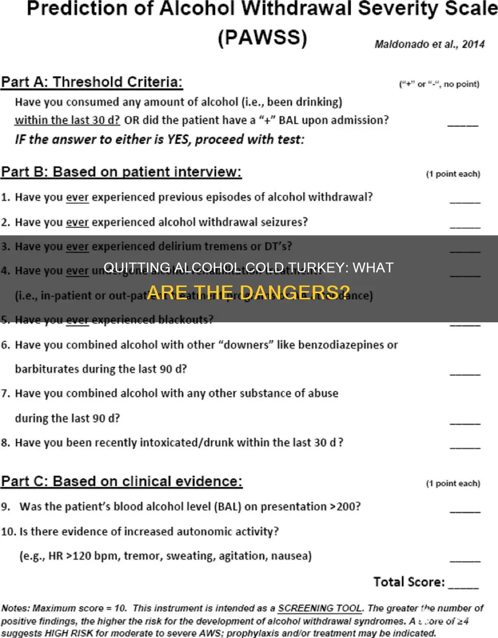 when is it dangerous to quit alcohol cold turkey