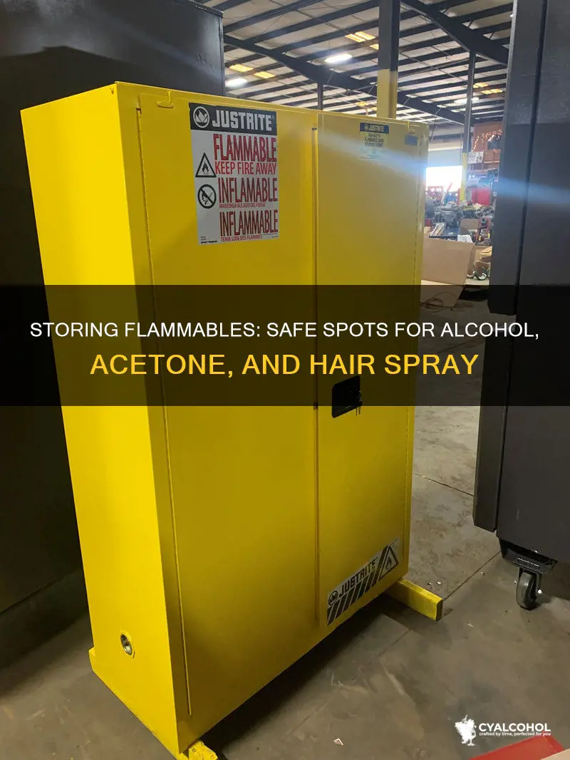 where should alcohol acetone and hair sprays be stored
