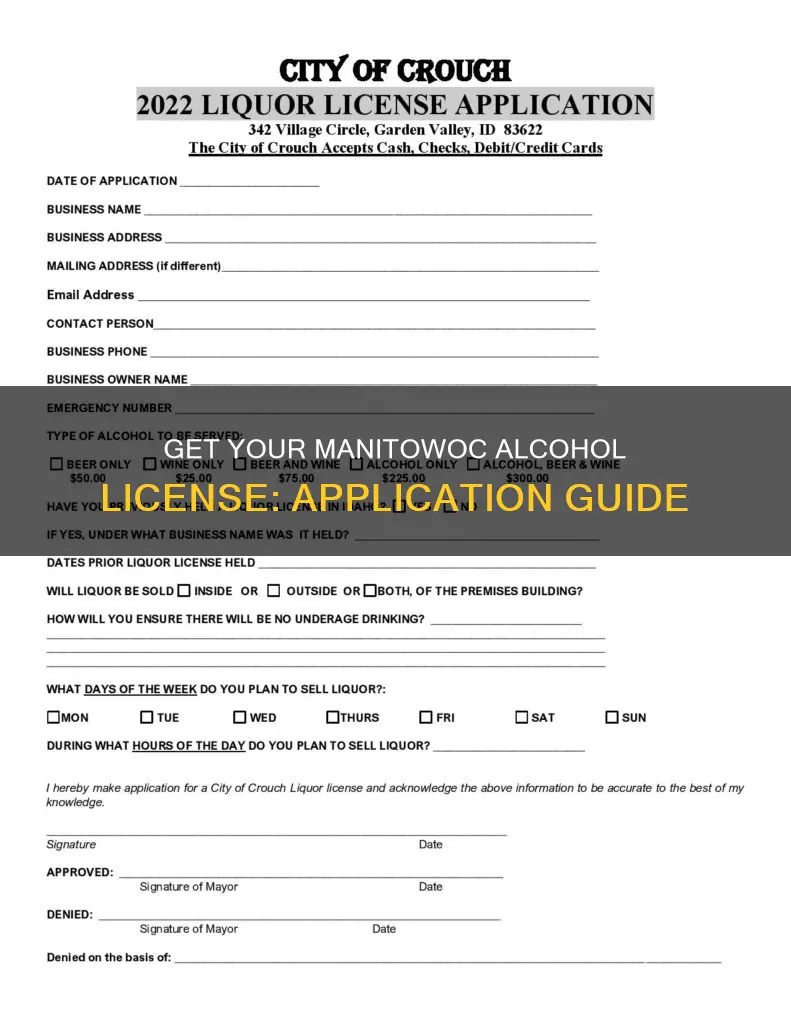 where to apply for a manitowoc alcohol operator