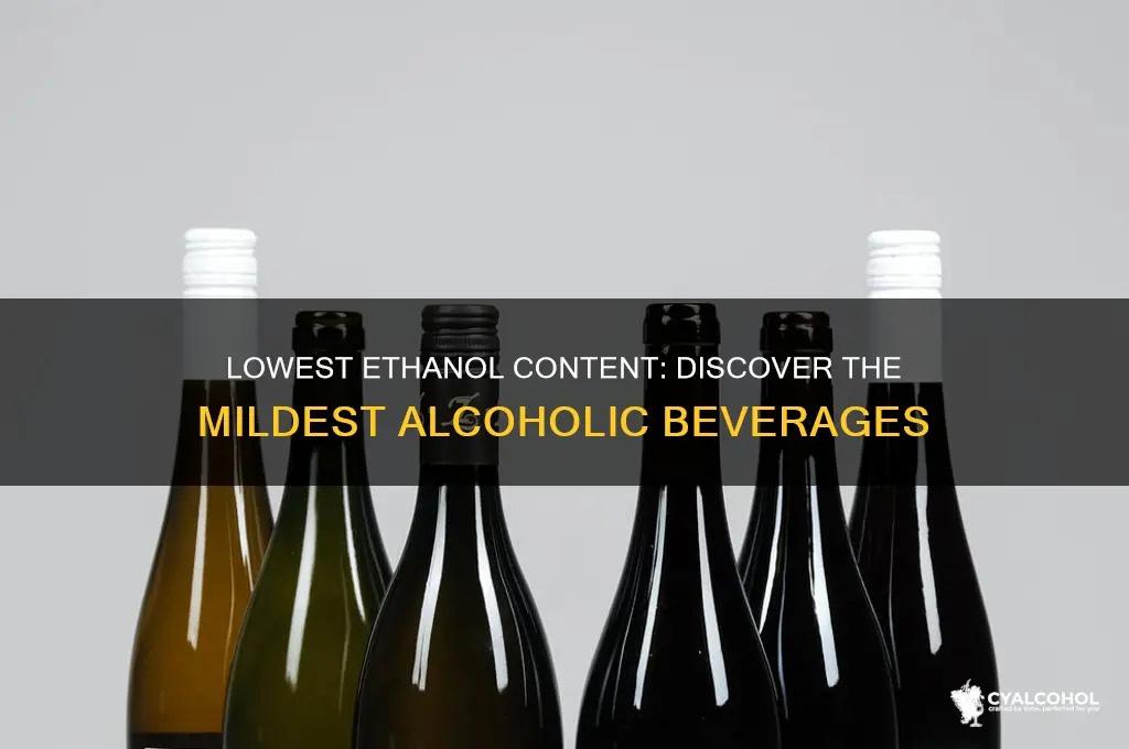 which alcohol has the least ethanol