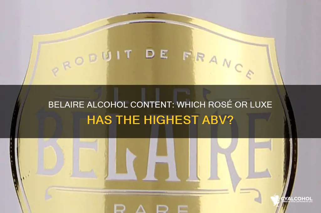 which belaire has the most alcohol