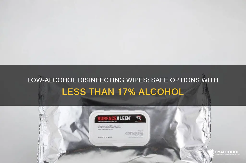 which disinfecting wipe has less than 17 alcohol