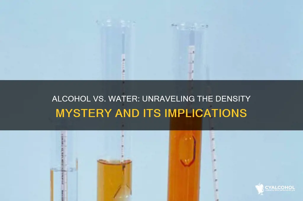 which is denser alcohol or water